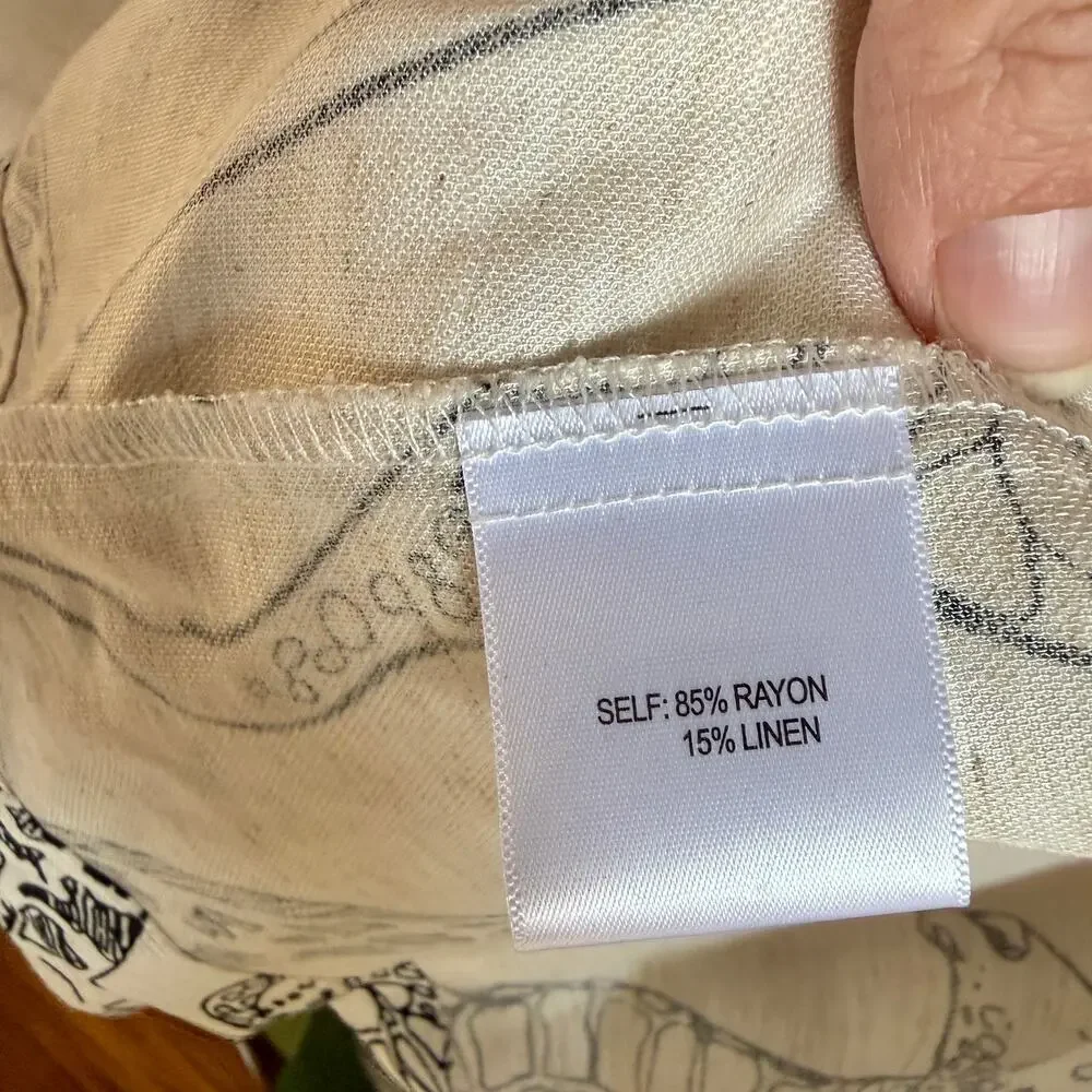 Jane Delancey Giraffe Print Button Up Shirt Linen Blend Safari Animal Print Top - Picture 6 of 10